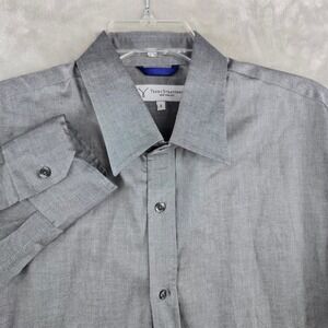 Teddy Stratford Zip Front Shirt Mens Size 3 Gray Long Sleeve Button Down